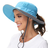 Women's UPF 50+ Sun Hat with Ponytail Hole Neck Flap FH05W