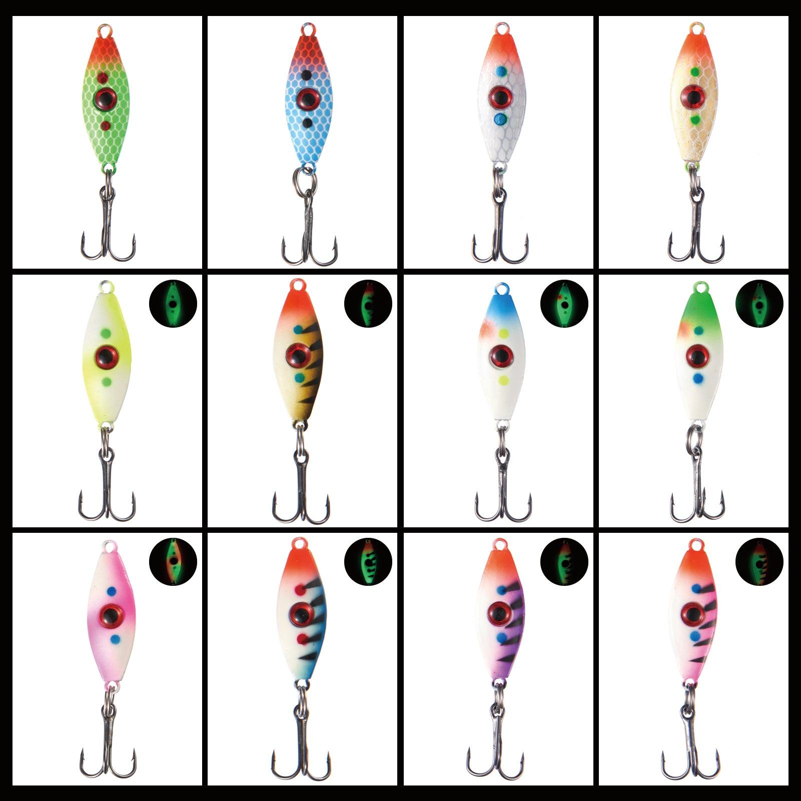 Bassdash Ice Fishing Lure Kit Glowing Paint Jigs for Winter Ice