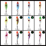 Ice Fishing Lure Kit Glowing Paint Jigs, 12pcs assorted perch/walleye/pike jigs