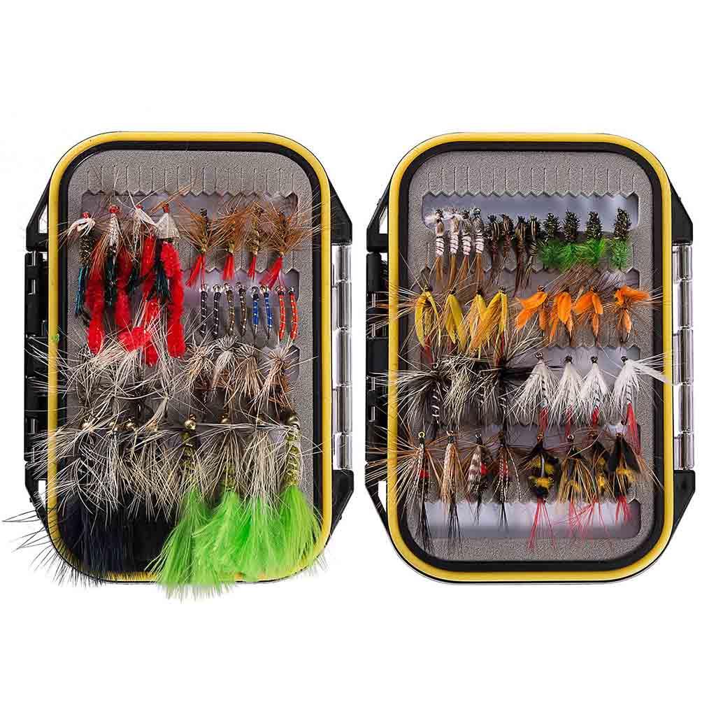 Fly Kit Items 72 Pcs Fly Fishing Assorted Flies Kit with Waterproof Fly Box ...