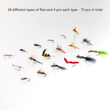 72 Pcs Fly Fishing Assorted Flies Kit with Waterproof Fly Box