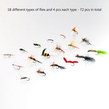 72 Pcs Fly Fishing Assorted Flies Kit with Waterproof Fly Box
