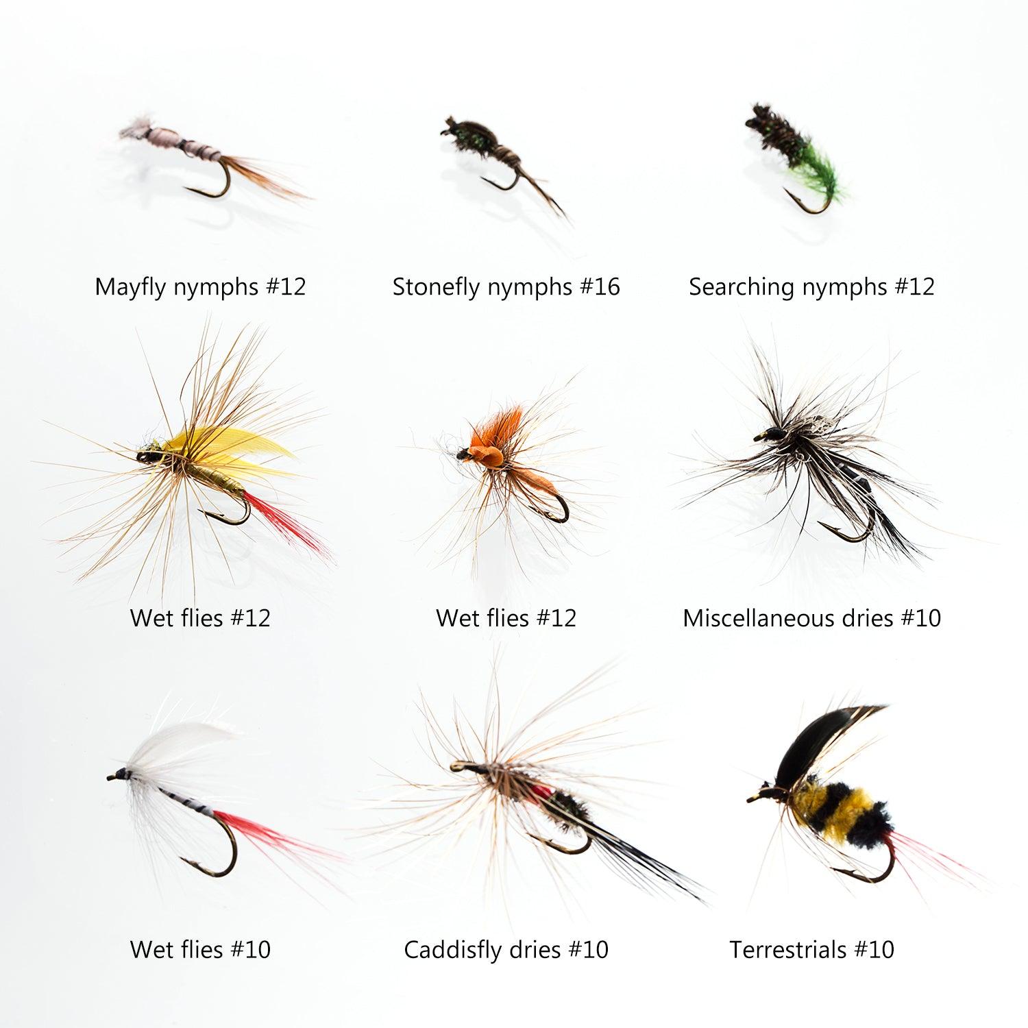 Fly Kit Items 72 Pcs Fly Fishing Assorted Flies Kit with Waterproof Fly Box ...