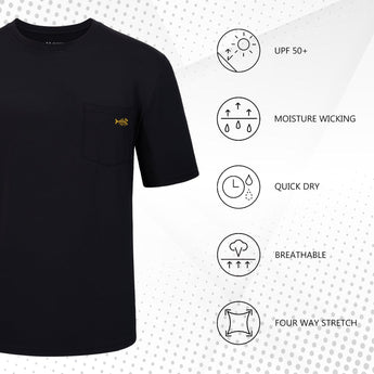 Men's UPF 50+ Short Sleeve Pocket T-Shirt FS26M - Bassdash