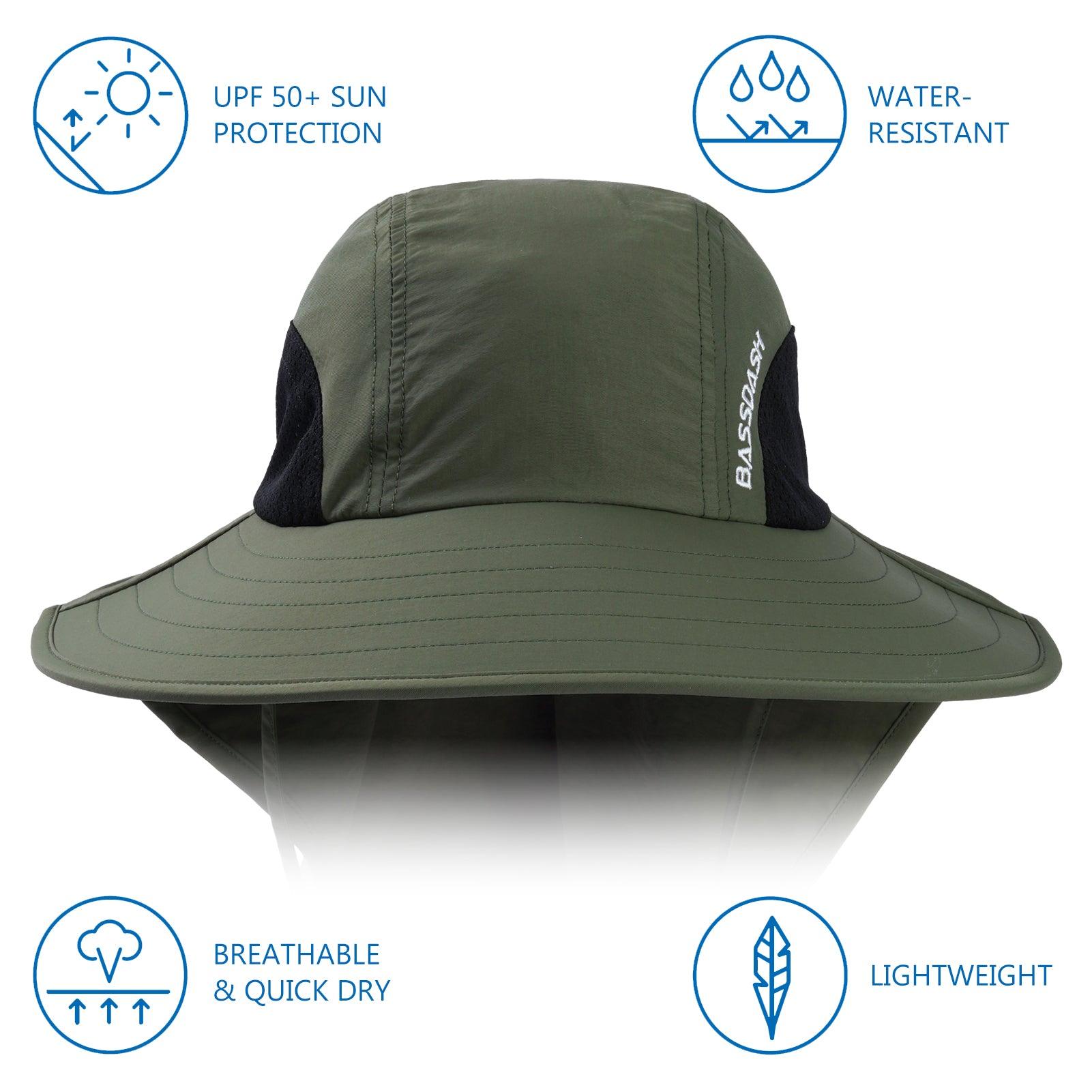 Unisex UPF 50+ Water Resistant Sun Hat with Neck Flap FH06, Army Green