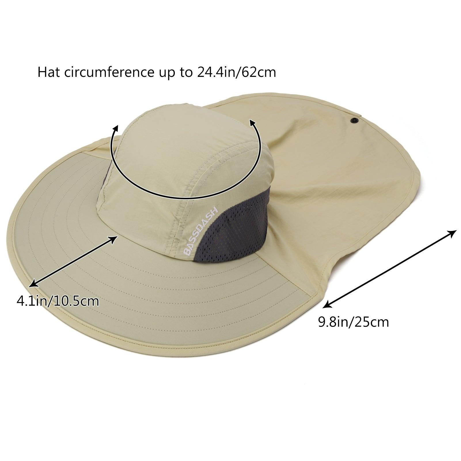 Toppers Womens Mens Sun Hat Rollable UPF 50+ Wide Brim Gardening Hat with  Neck Flap Ponytail Bow_khaki