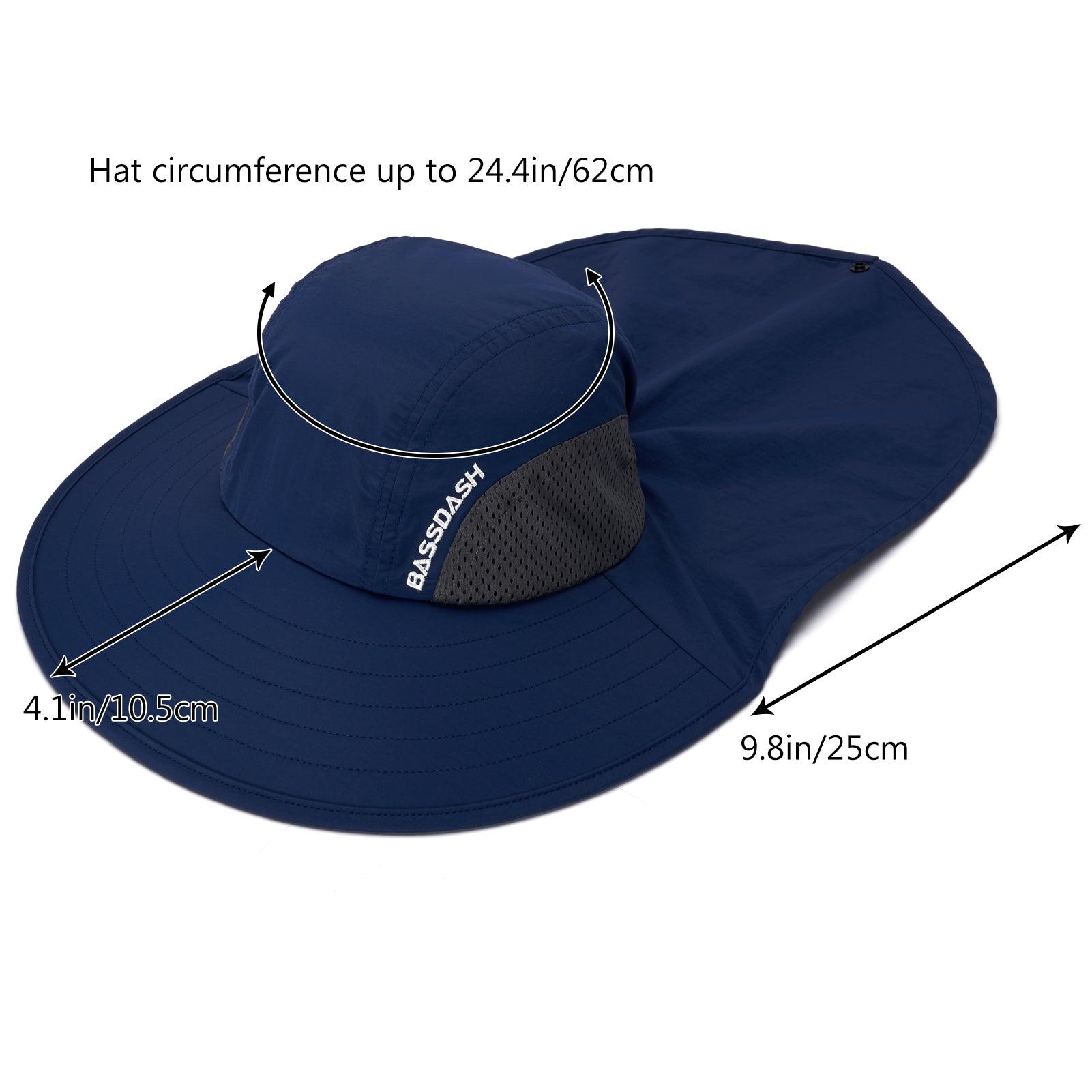 Bassdash UPF 50+ Sun Fishing Hat Water Resistant with Detachable Neck Flap