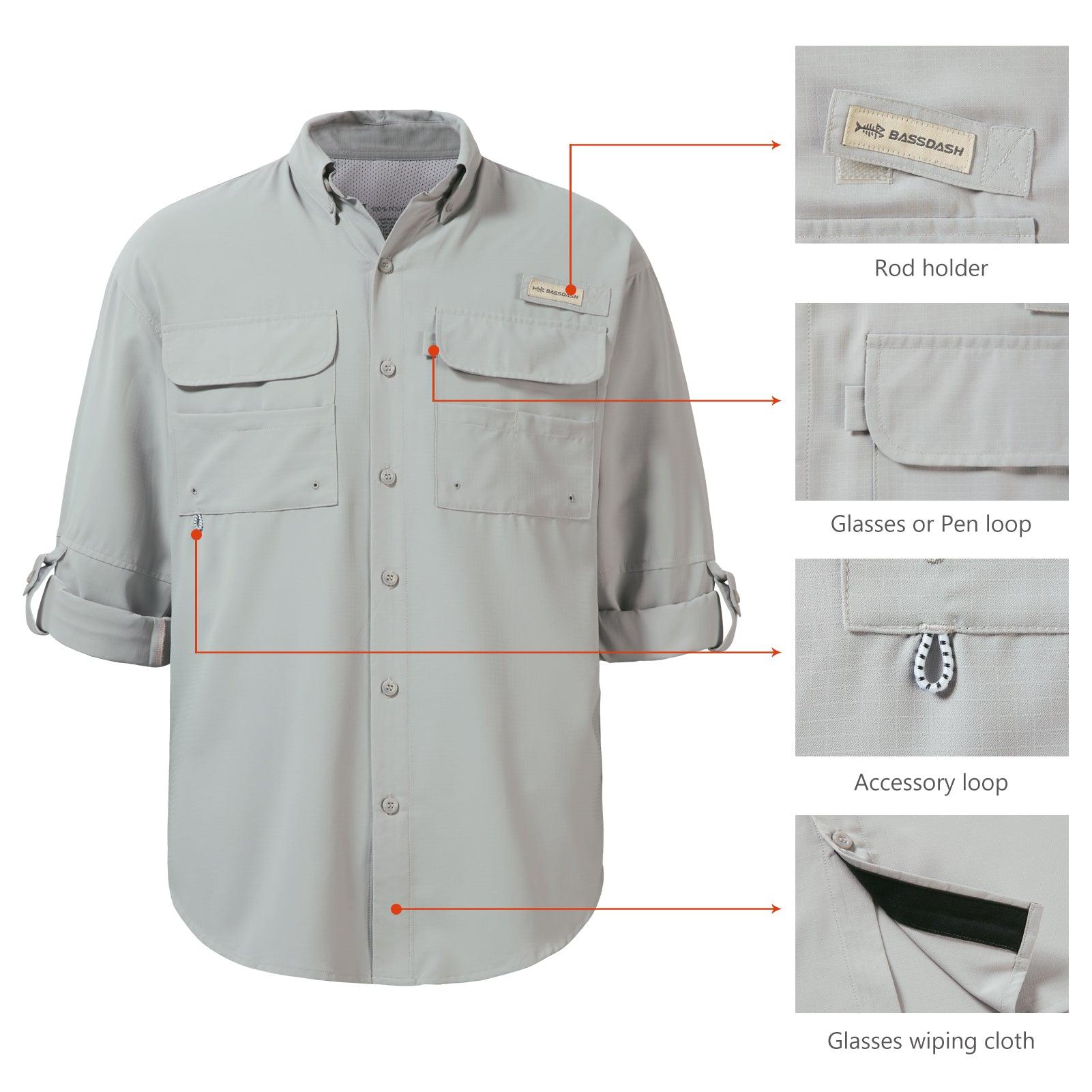Men's UPF 50+ Long Sleeve Fishing Button Down Shirt FS21M - Bassdash