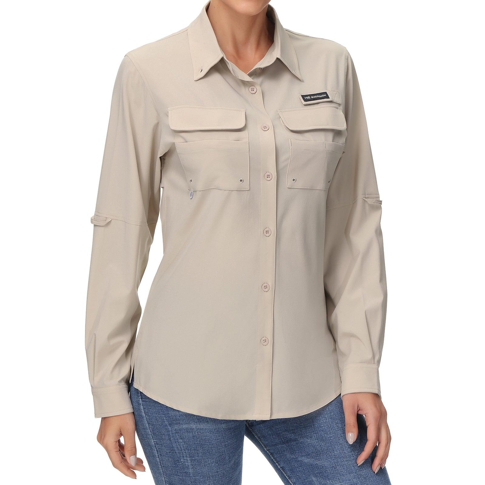 Women’s UPF 50+ Long Sleeve Fishing Shirts FS21W, Peach Amber / 2X-Large