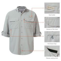 Men's UPF 50+ Long Sleeve Fishing Button Down Shirt FS21M - Bassdash