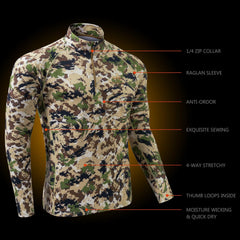 Men's Midweight Thermal Base Layer Shirt 1/4 Zip Pullover FS20M - Bassdash
