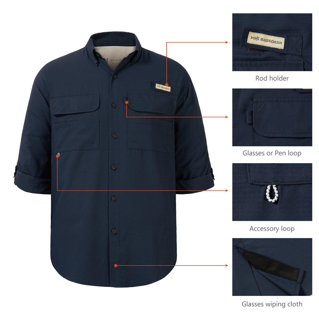 Men's Long Sleeve Button Down Shirt Sun Protection| Bassdash Fishing