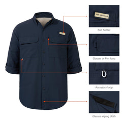 Men's UPF 50+ Long Sleeve Fishing Button Down Shirt FS21M - Bassdash