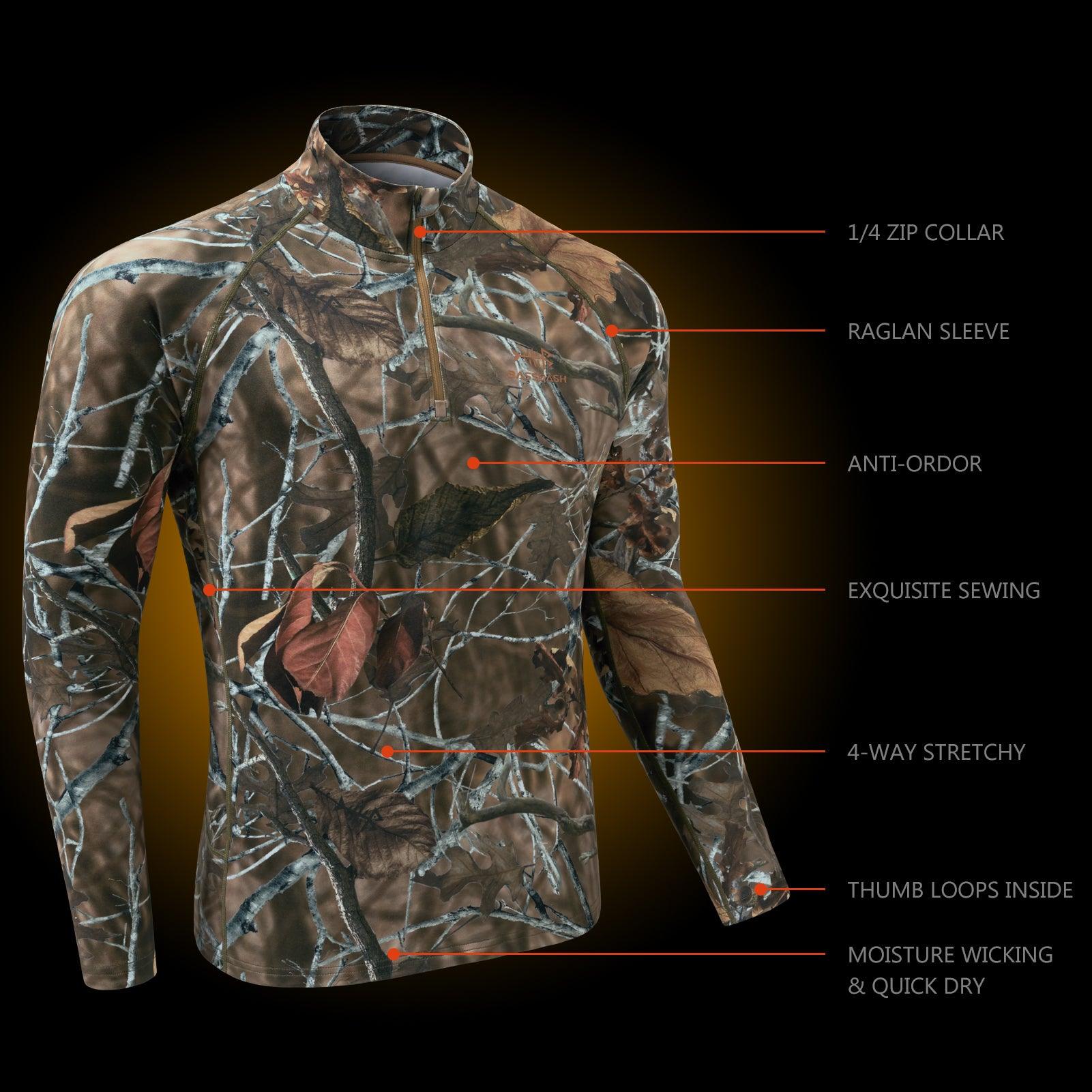 Men's Midweight Thermal Base Layer Shirt 1/4 Zip Pullover FS20M - Bassdash