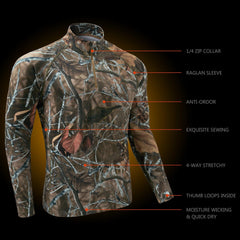 Men's Midweight Thermal Base Layer Shirt 1/4 Zip Pullover FS20M - Bassdash