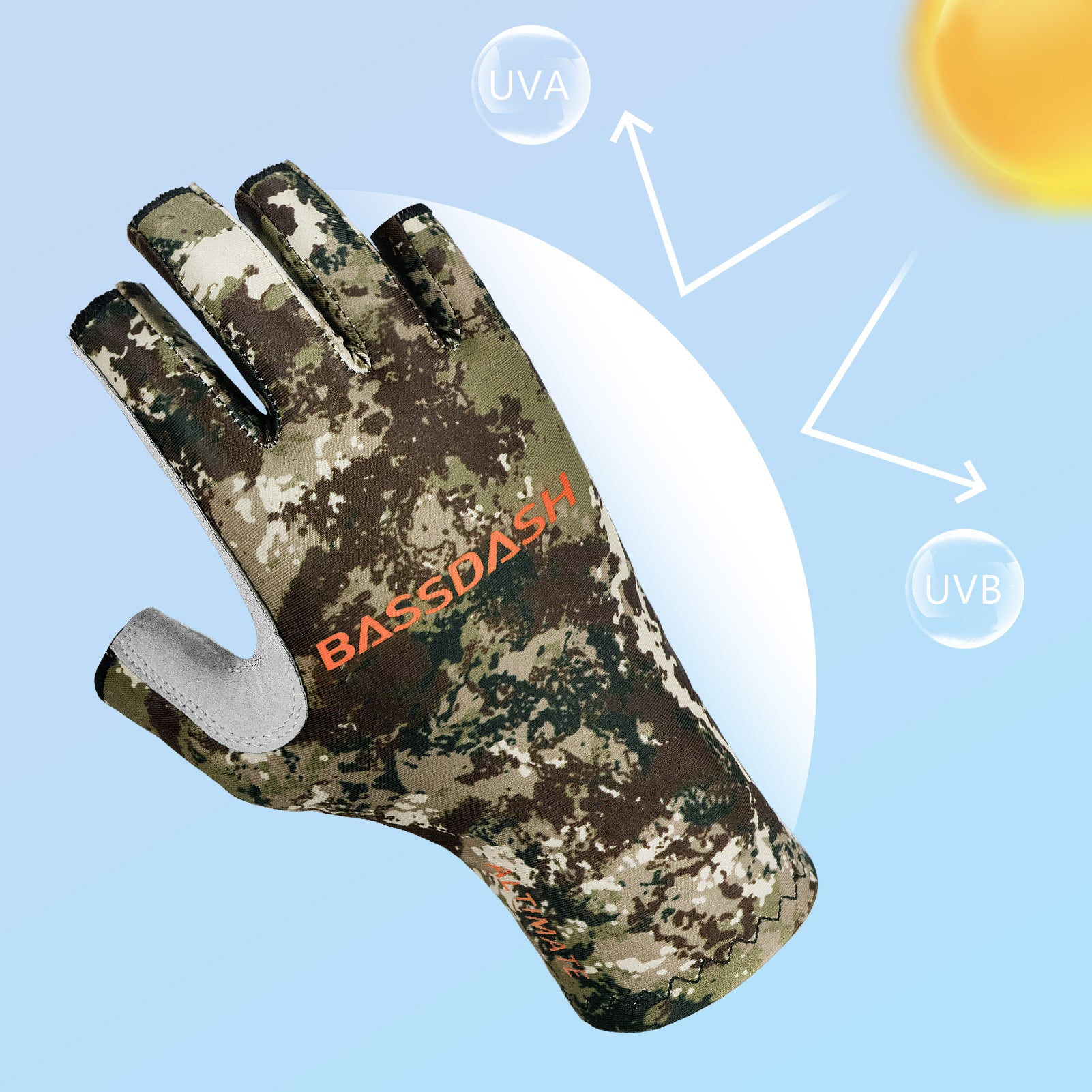 Men's Altimate UPF 50+ Sun Protection Fingerless Fishing Gloves