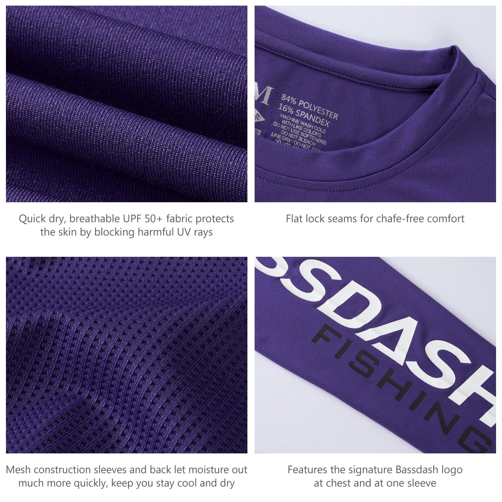 Men's Long Sleeve Fishing Shirts UV Protection | Bassdash Fishing Purple/White Logo / 3XL