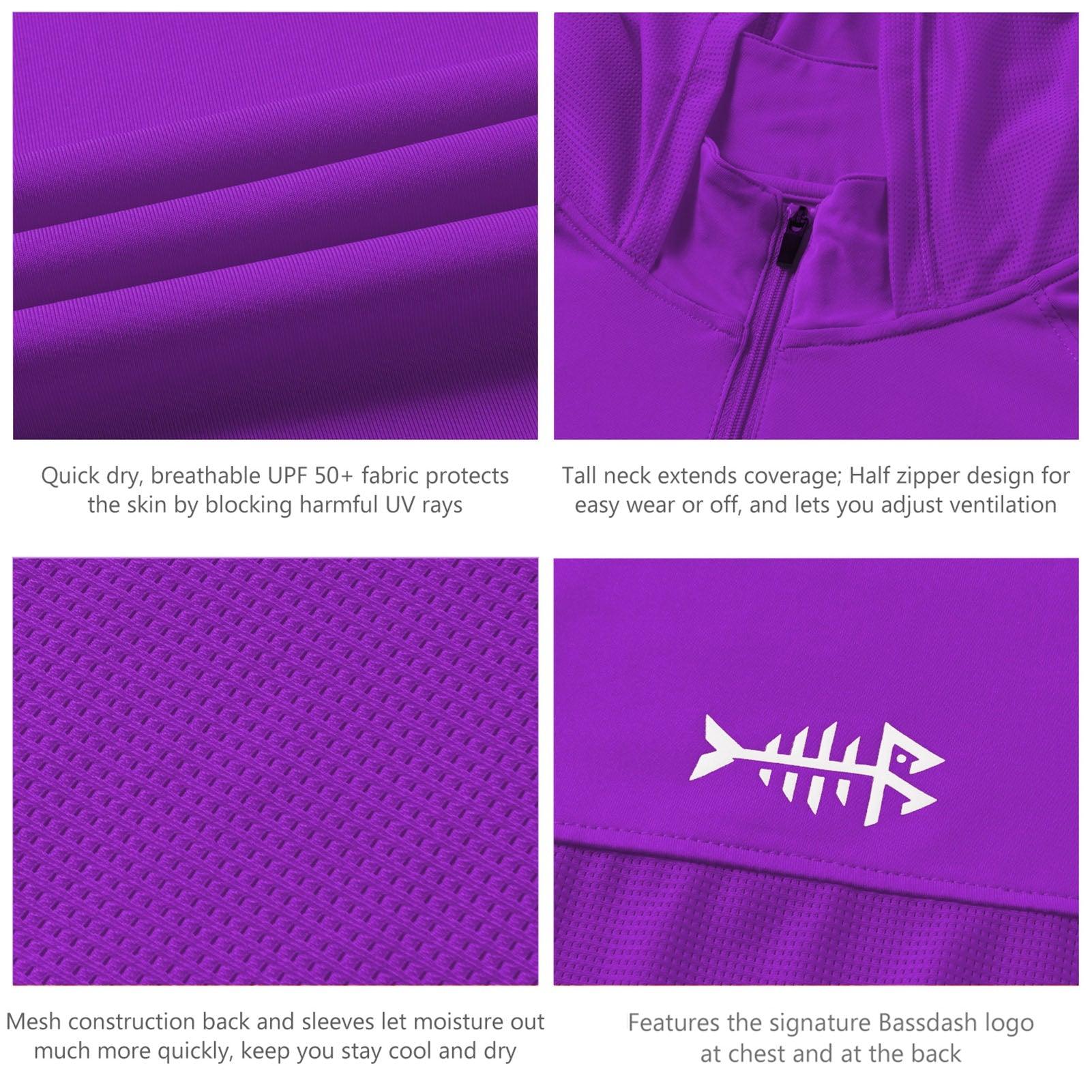 Women’s UPF 50+ Long Sleeve Hoodie Half Zip Shirt - Bassdash