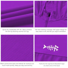 Women’s UPF 50+ Long Sleeve Hoodie Half Zip Shirt - Bassdash