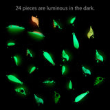 Ice Fishing Lure Kit Glowing Paint Jigs, 24pcs assorted crappie/panfish/perch jigs