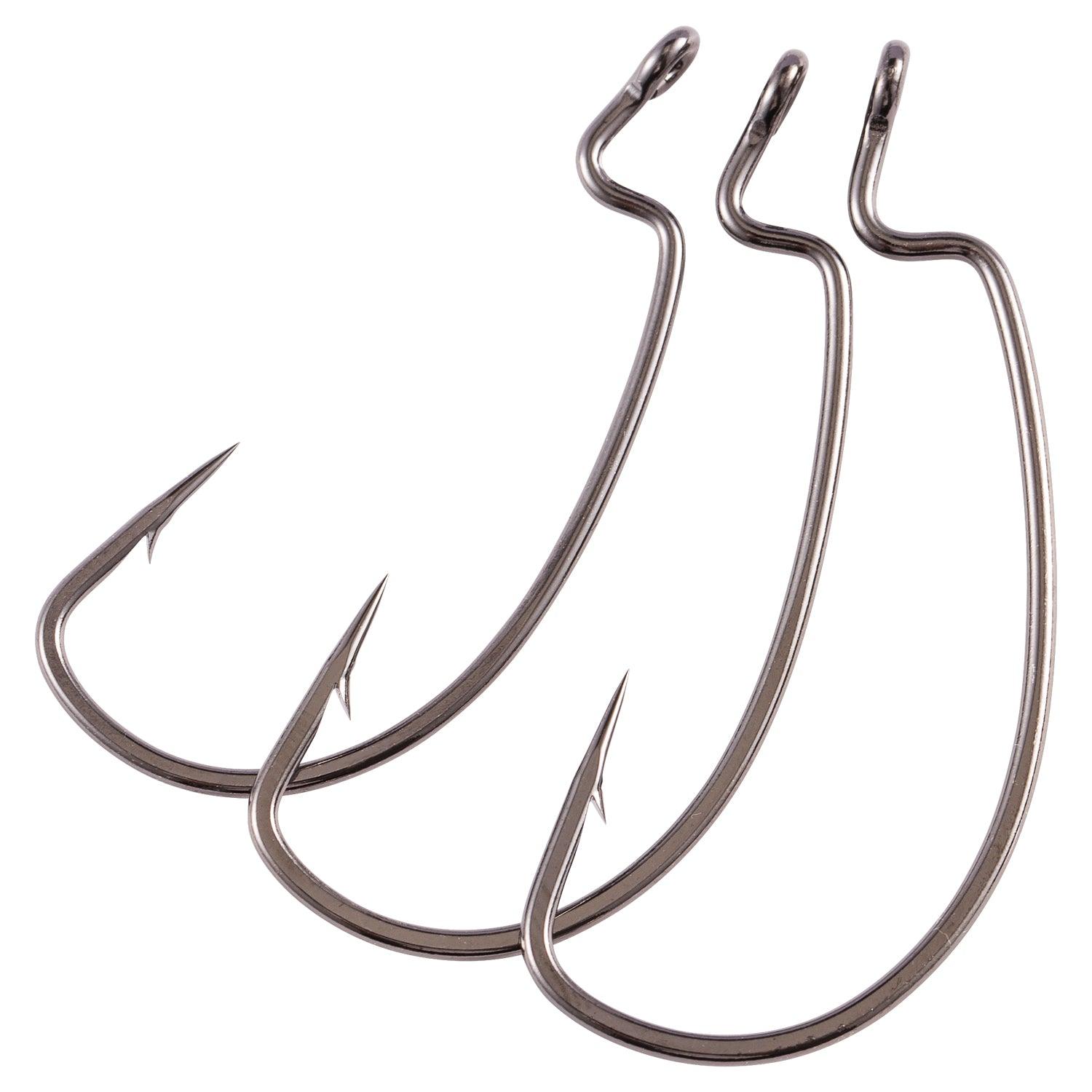 EWG Worm Hooks Sizes 2/0, 3/0, and 4/0, Assorted Colors, Per 25