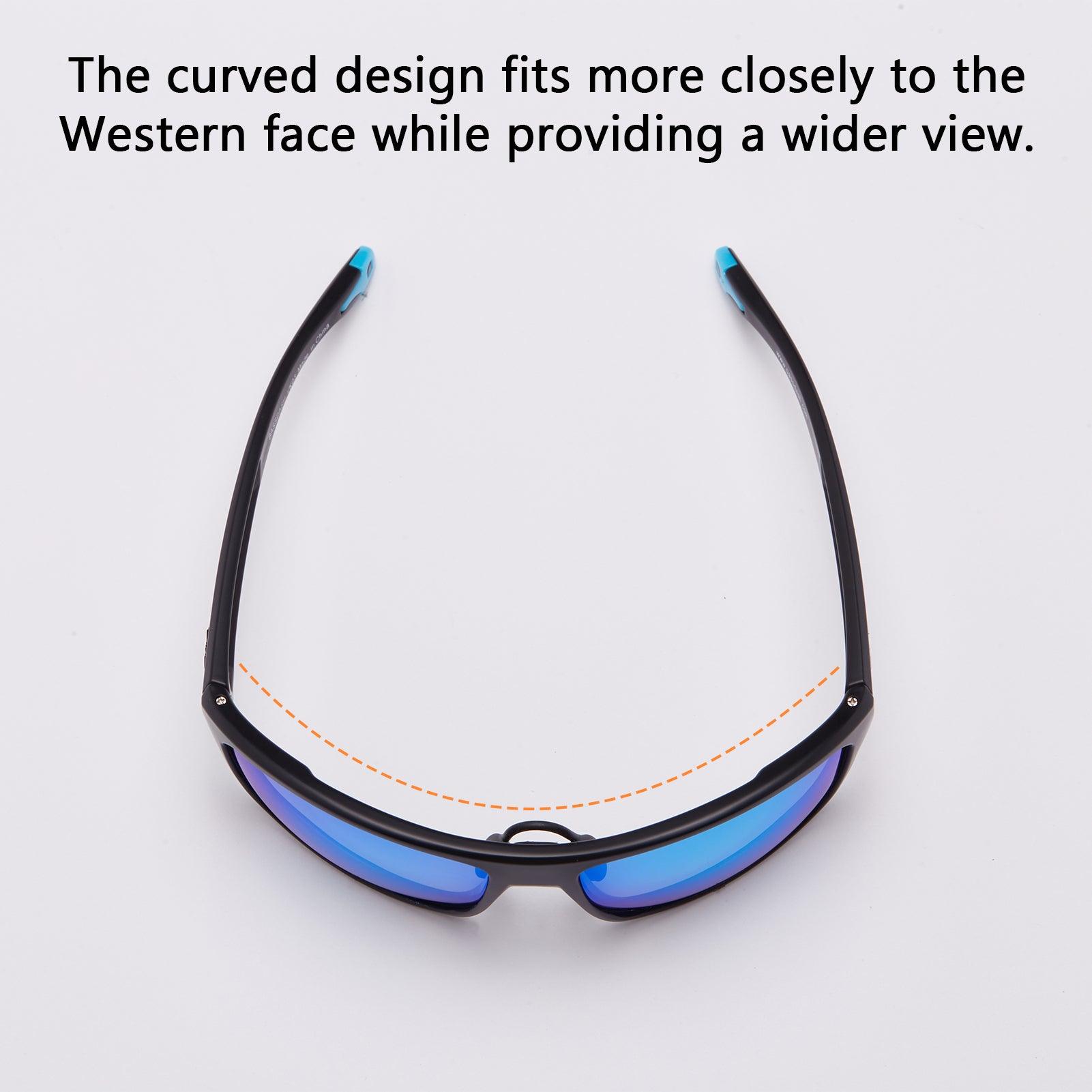 Polarized Fishing Sunglasses for Men Women | Bassdash Fishing Frame - Matte Black & Lens - Ice Blue Mirror