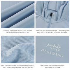 Women’s UPF 50+ Long Sleeve Hoodie Half Zip Shirt - Bassdash