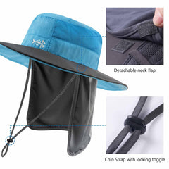 Women's UPF 50+ Sun Hat with Ponytail Hole Neck Flap FH05W - Bassdash