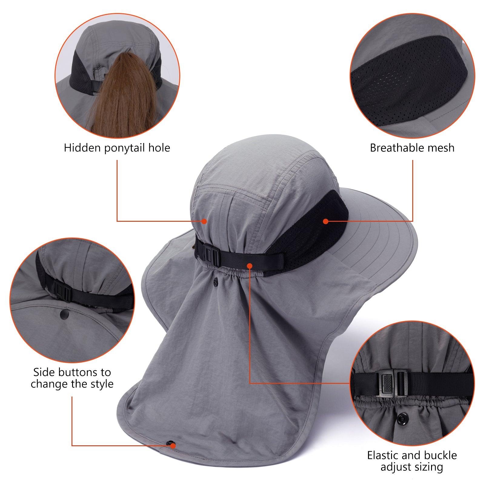 Unisex UPF 50+ Water Resistant Sun Hat with Neck Flap FH06 - Bassdash