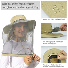 UPF 50+ Mosquito Sun Hat with Neck Flap - Bassdash