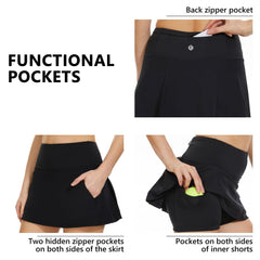 Women's UPF 50+ Tennis Skirts with Shorts LB09W - Bassdash