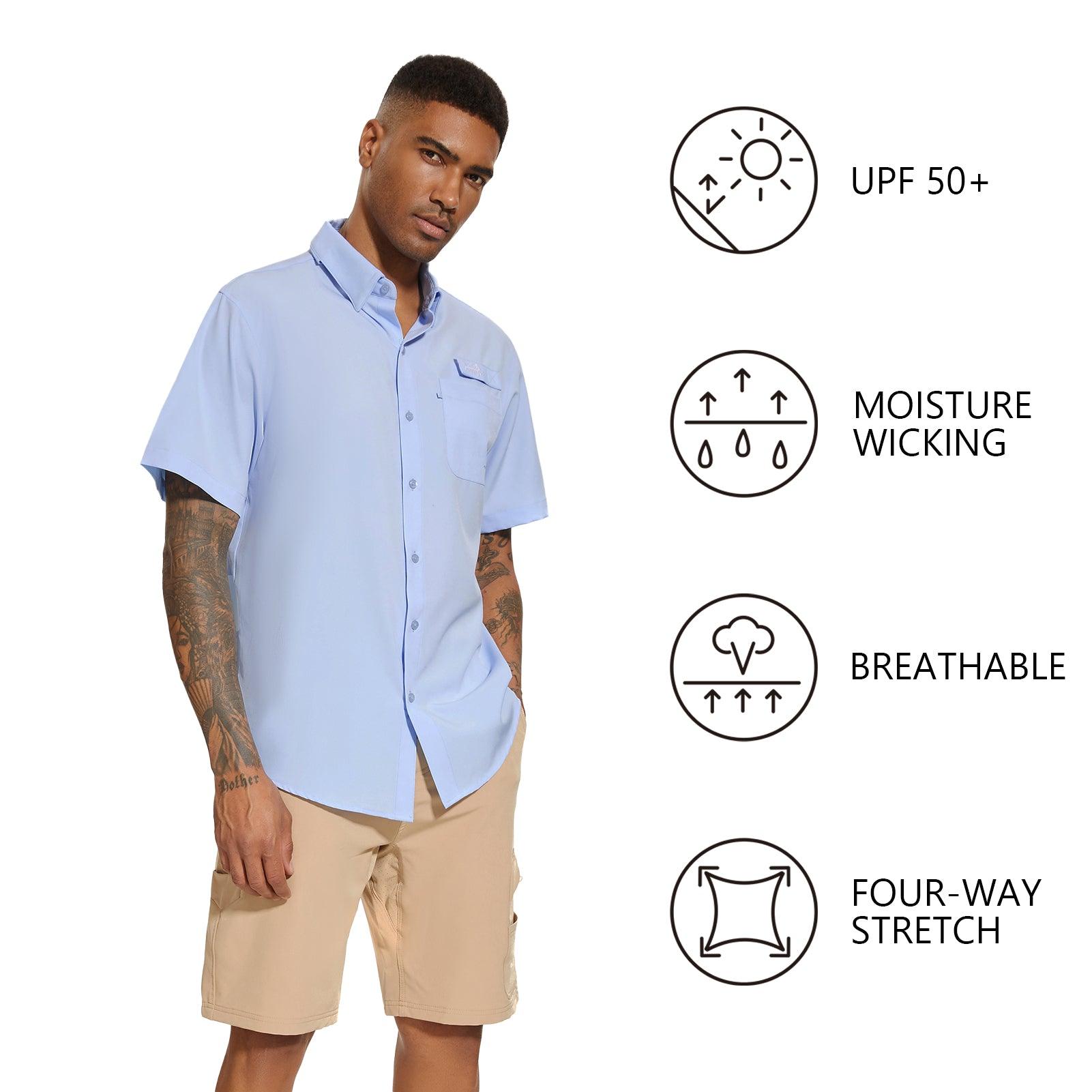 BASSDASH UPF 50 Men's Fishing Dress Shirt Button Down Woven Short Sleeve  Outdoor, Seafoam, Medium : : Clothing, Shoes & Accessories