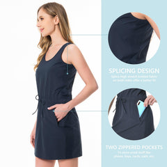 Women's UPF 50+ Tank Dress with Drawstring Waist LB08W - Bassdash