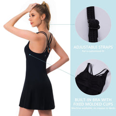 Women's UPF 50+ Tennis Dress with shorts LB06W - Bassdash
