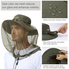 UPF 50+ Mosquito Sun Hat with Neck Flap - Bassdash