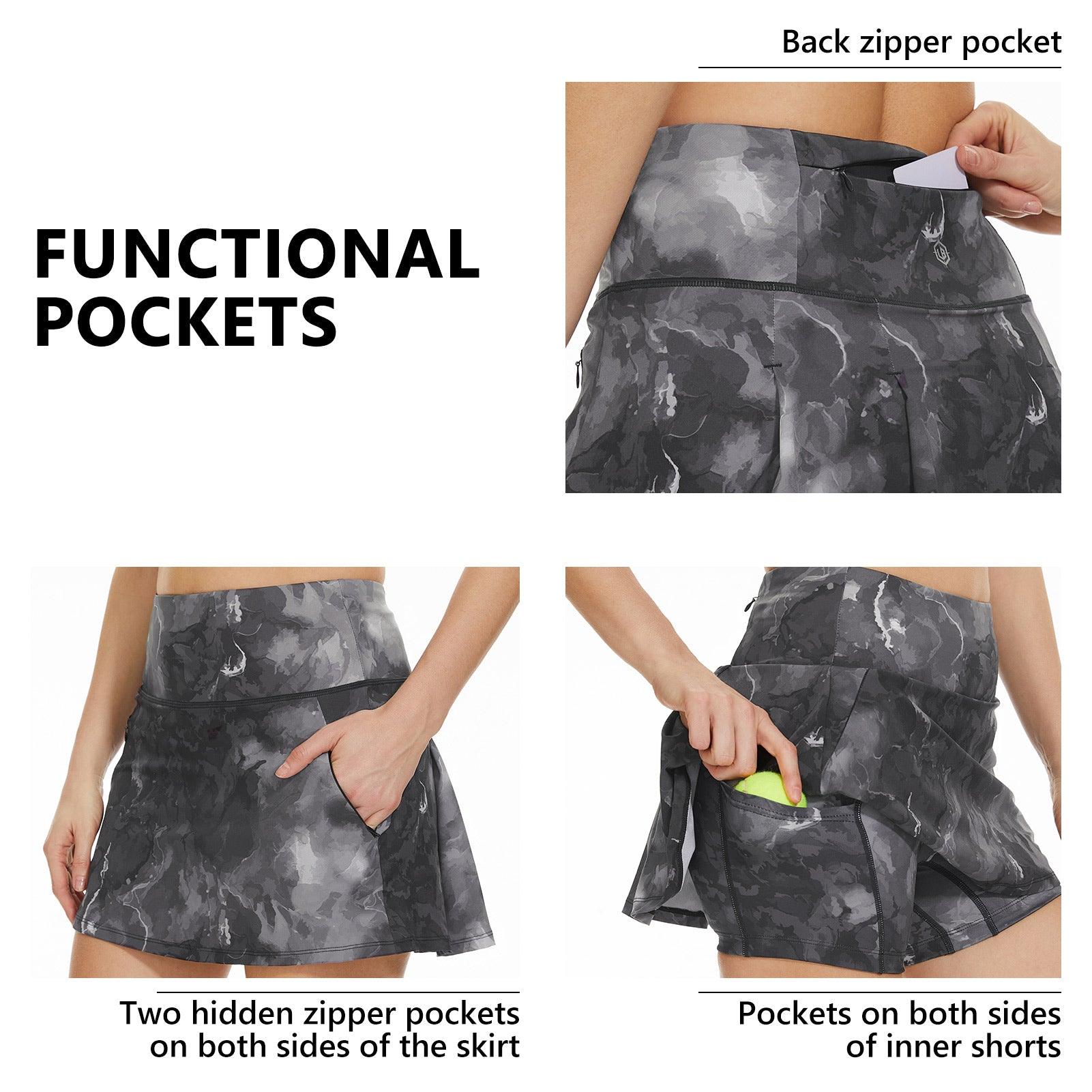 Women s UPF 50 Tennis Skirts with Shorts LB09W Grey Ink Medium