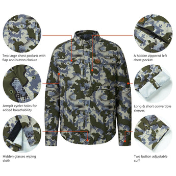 Men’s UPF 50+ Long Sleeve Button Down Hunting Shirt FS23M - Bassdash