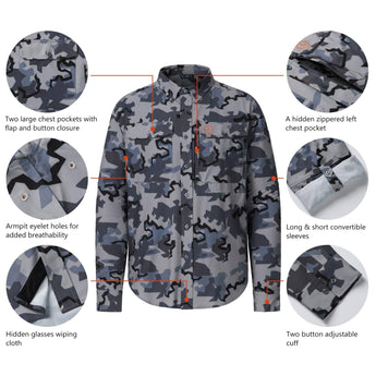 Men’s UPF 50+ Long Sleeve Button Down Hunting Shirt FS23M - Bassdash