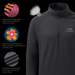 Men's Midweight Thermal Base Layer Shirt 1/4 Zip Pullover FS20M - Bassdash