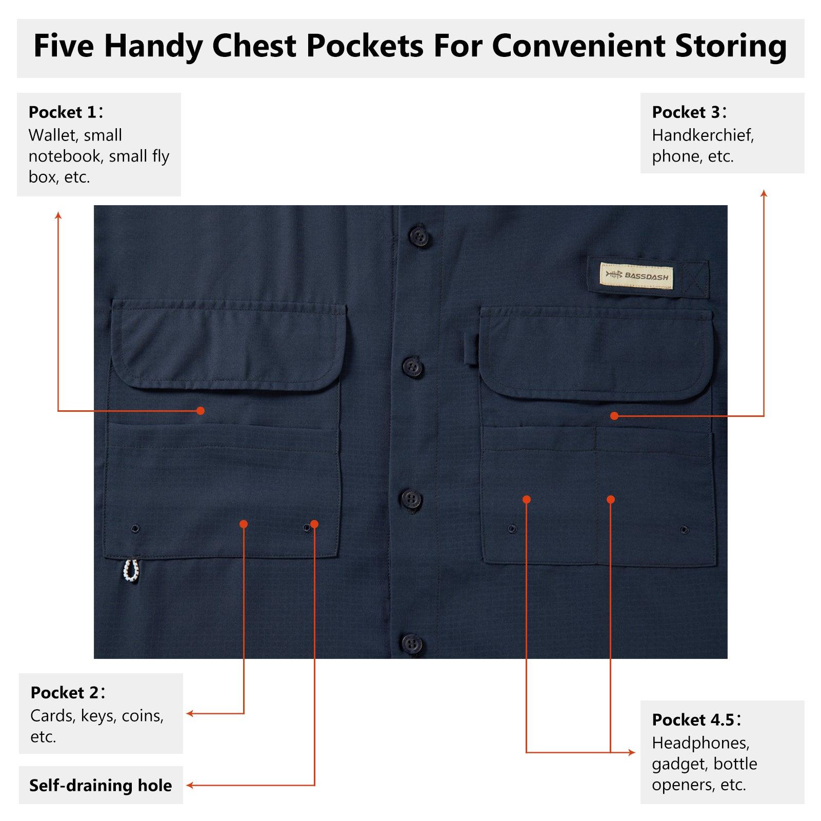 Men's UPF 50+ Long Sleeve Fishing Button Down Shirt FS21M - Bassdash