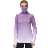 Women's Hooded Fishing Shirt with Face Mask Violet Spot Gradient / Small