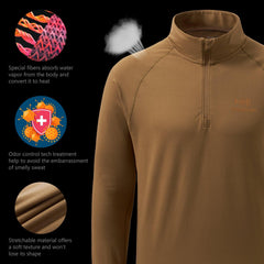 Men's Midweight Thermal Base Layer Shirt 1/4 Zip Pullover FS20M - Bassdash
