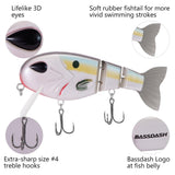 Topwater Floating Bass Fishing Lures Swimbait 4.9” 1-3/4 oz