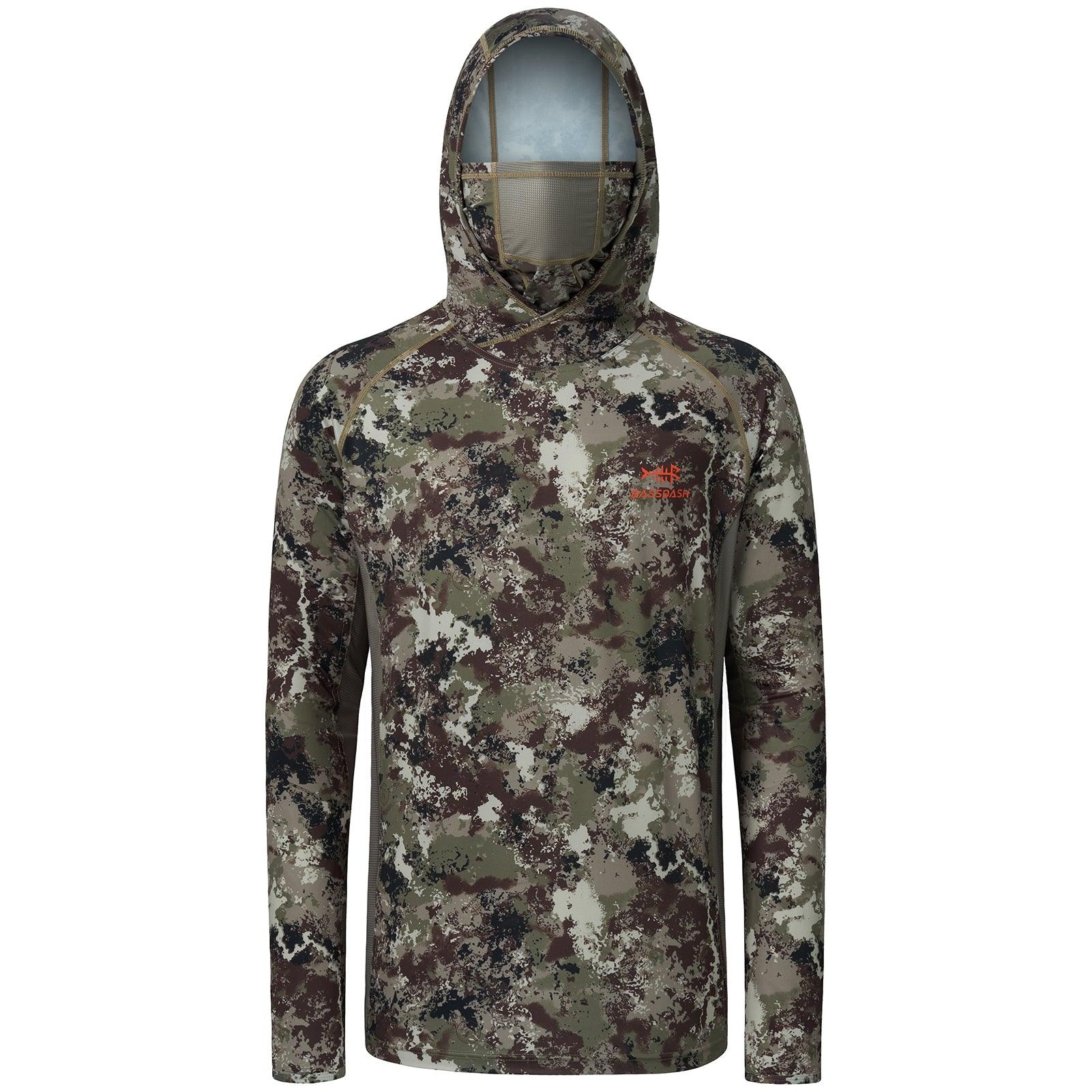 Men's UPF 50+ Long Sleeve Hunting Hoodie with Mask FS06M, Grunge Camo / Medium