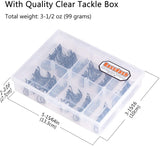 175/180 Pcs Octopus Offset Fishing Hooks in Assorted Sizes with Tackle Box