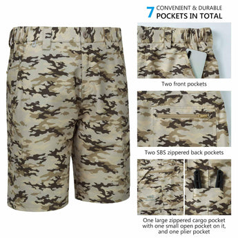 Men's UPF 50+ 10.5” Cargo Shorts Quick Dry Water Resistant FP01M - Bassdash