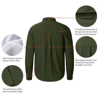 Men’s UPF 50+ Long Sleeve Button Down Hunting Shirt FS23M - Bassdash