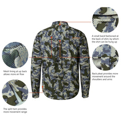Men’s UPF 50+ Long Sleeve Button Down Hunting Shirt FS23M - Bassdash