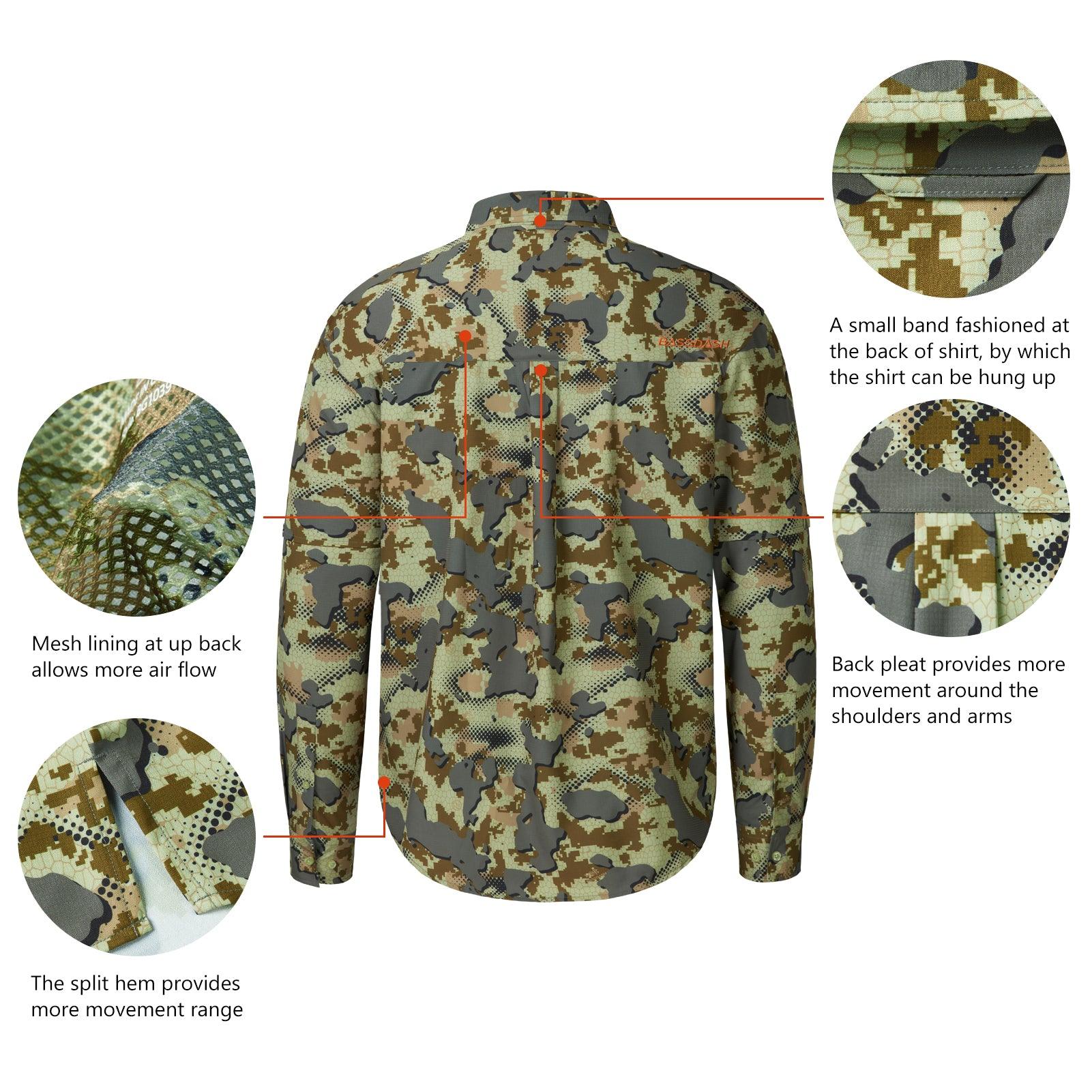 Men’s UPF 50+ Long Sleeve Button Down Hunting Shirt FS23M - Bassdash