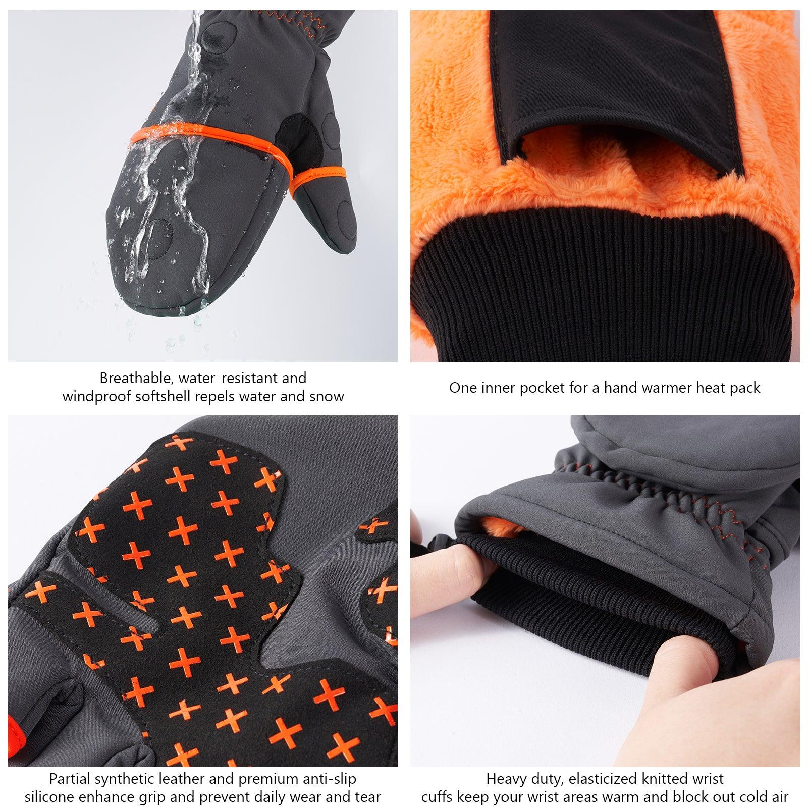 BASSDASH WintePro Insulated Fishing Gloves Water Repellent with